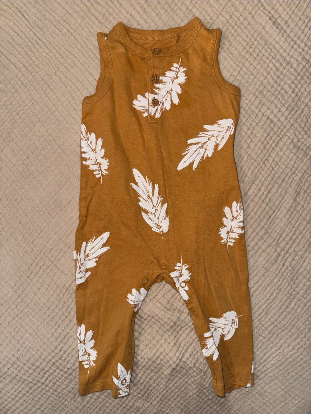 Carter's dark yellow Feather-Print Sleeveless Romper